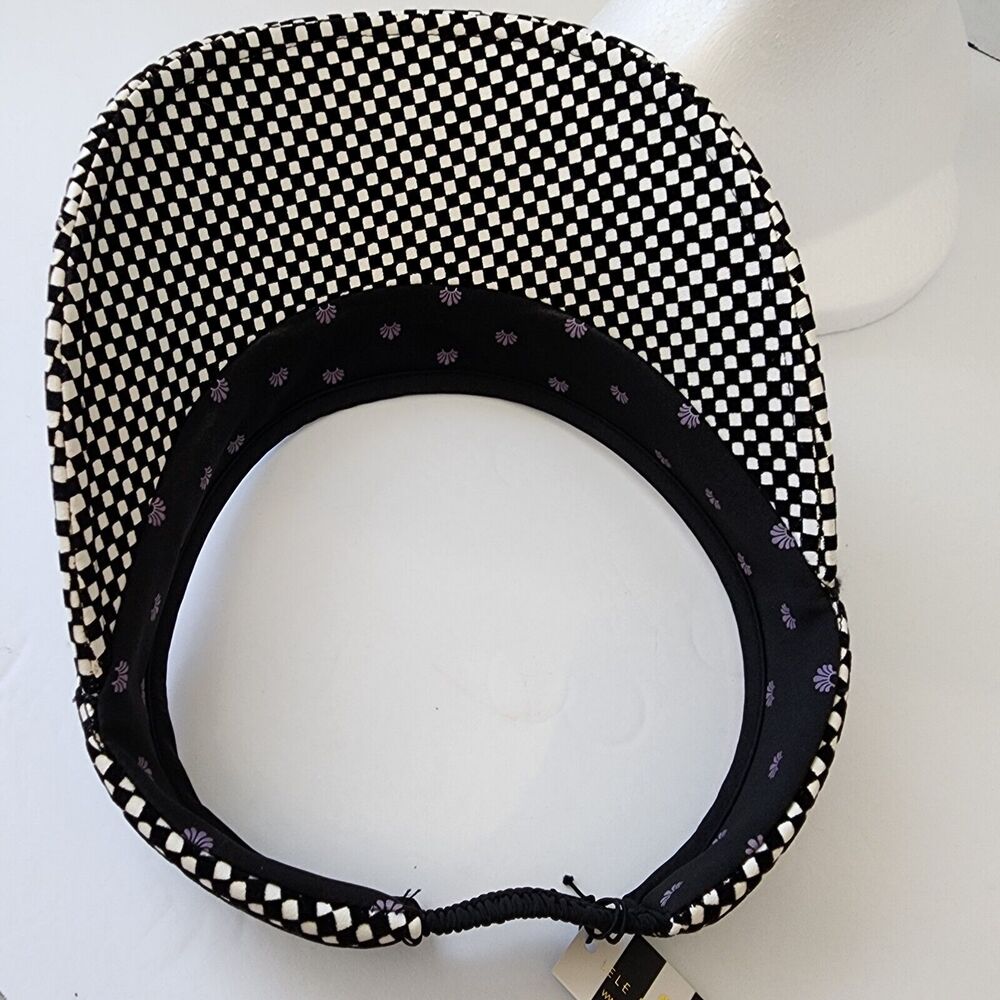 Lele Sadoughi Women's Checkered Visor Black and White New With Tags - Picture 8 of 8
